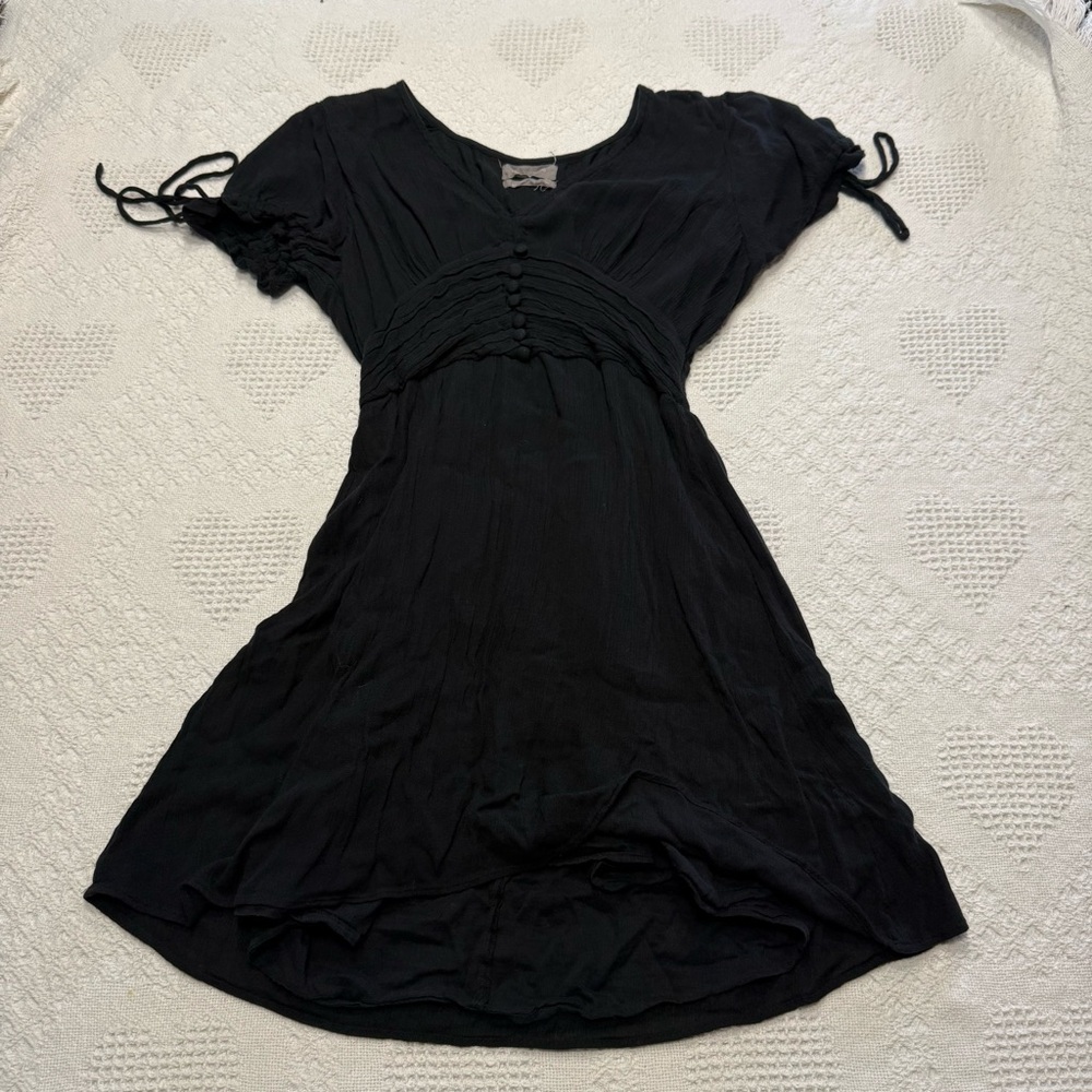 Urban Outfitters Talia Tie Sleeve Black Mini Dress (M)